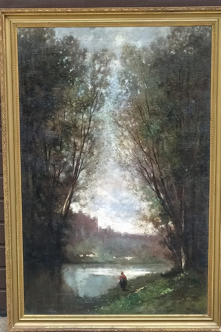 Marcel Delaunay, école de Rouen grand tableau paysage-photo-3