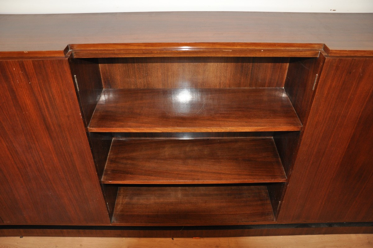Large Art Deco Rosewood Bookcase Sideboard From Leleu-photo-4