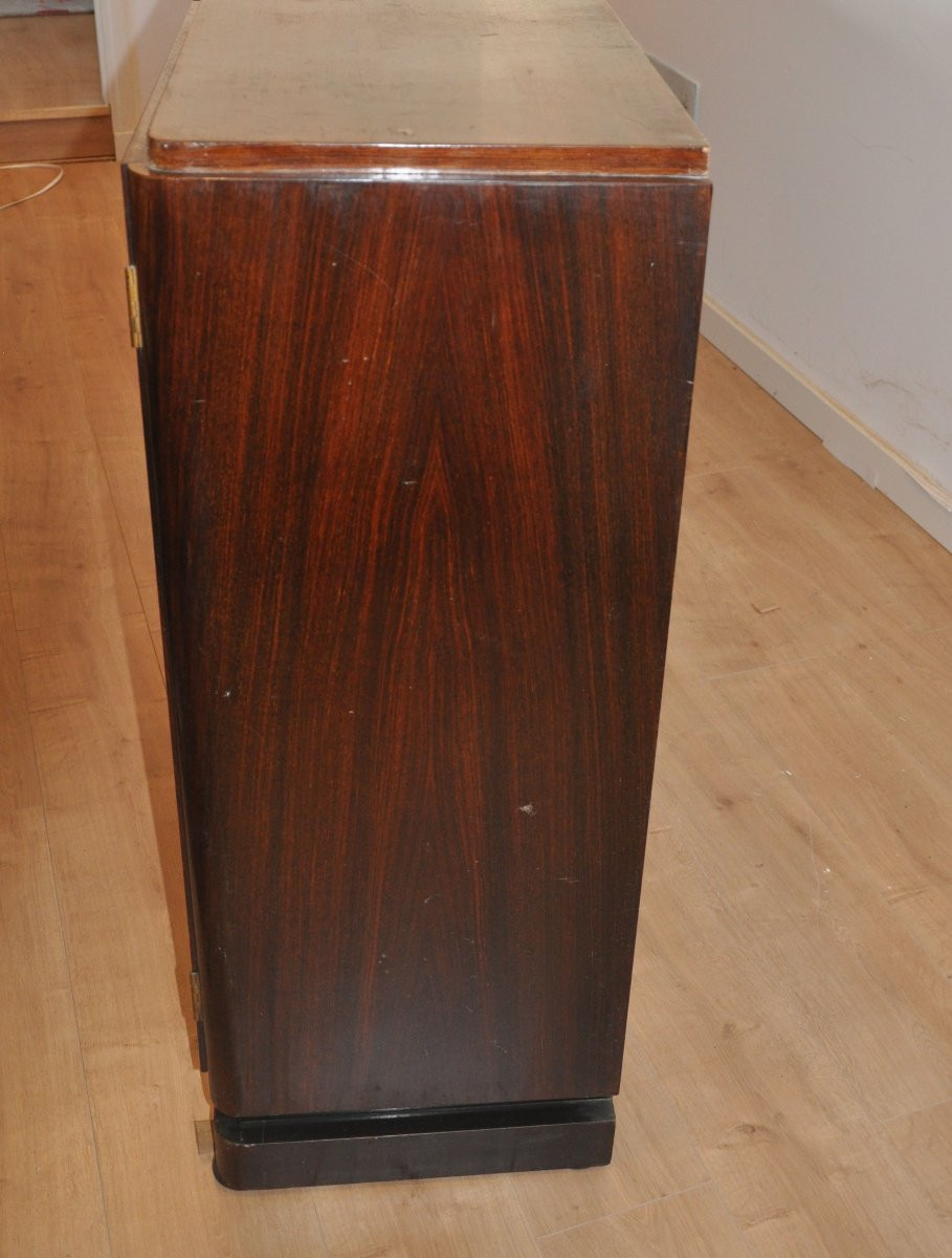 Large Art Deco Rosewood Bookcase Sideboard From Leleu-photo-5