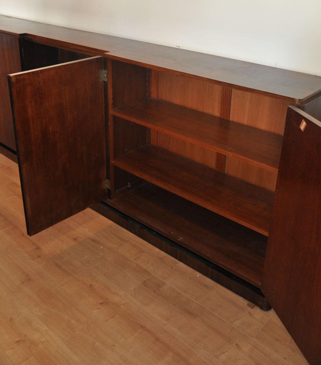 Large Art Deco Rosewood Bookcase Sideboard From Leleu-photo-7