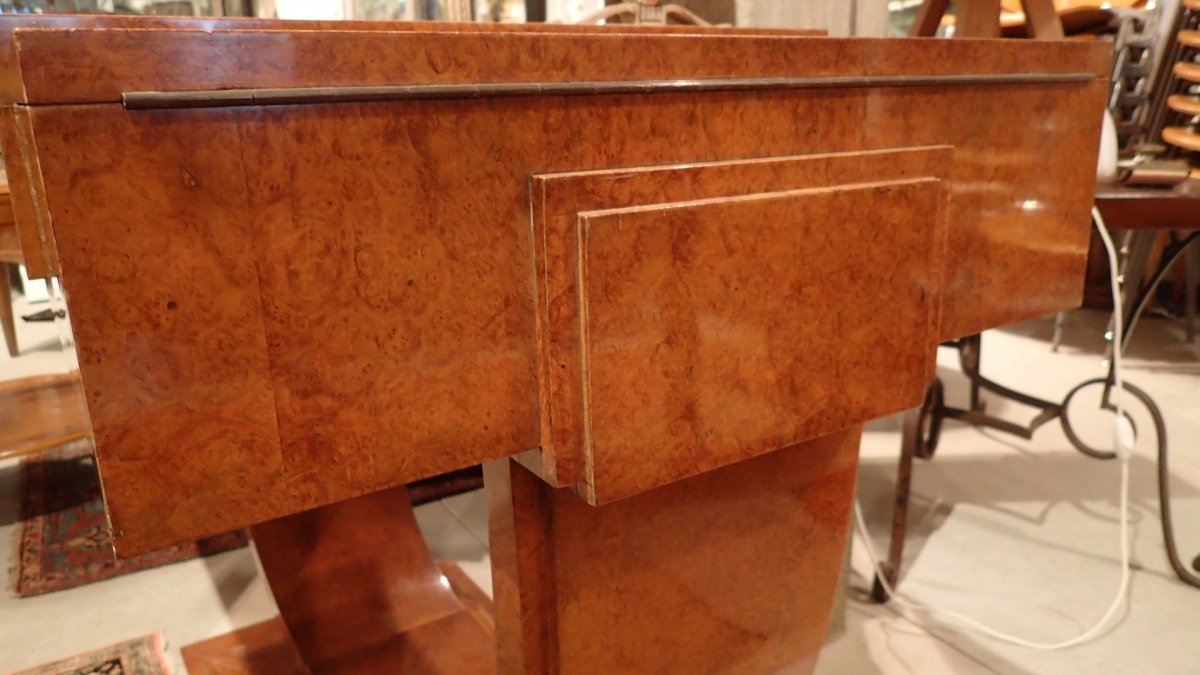 Art Deco Dressing Table, Dlg De Ruhlmann, Ivory, Silver Bronze, Amboyna And Sycamore-photo-4