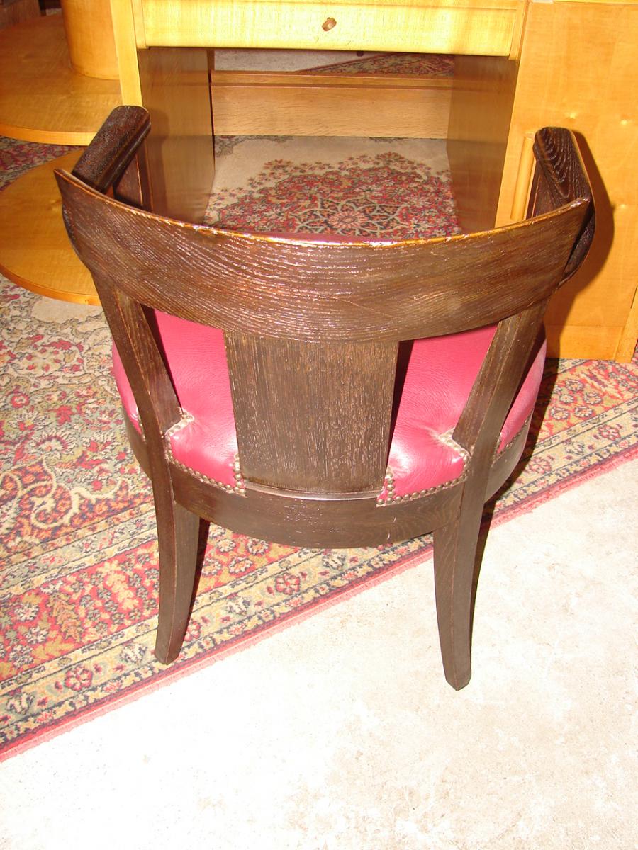 Fauteuil De Bureau Art Déco En Chêne De Hongrie Noirci-photo-2