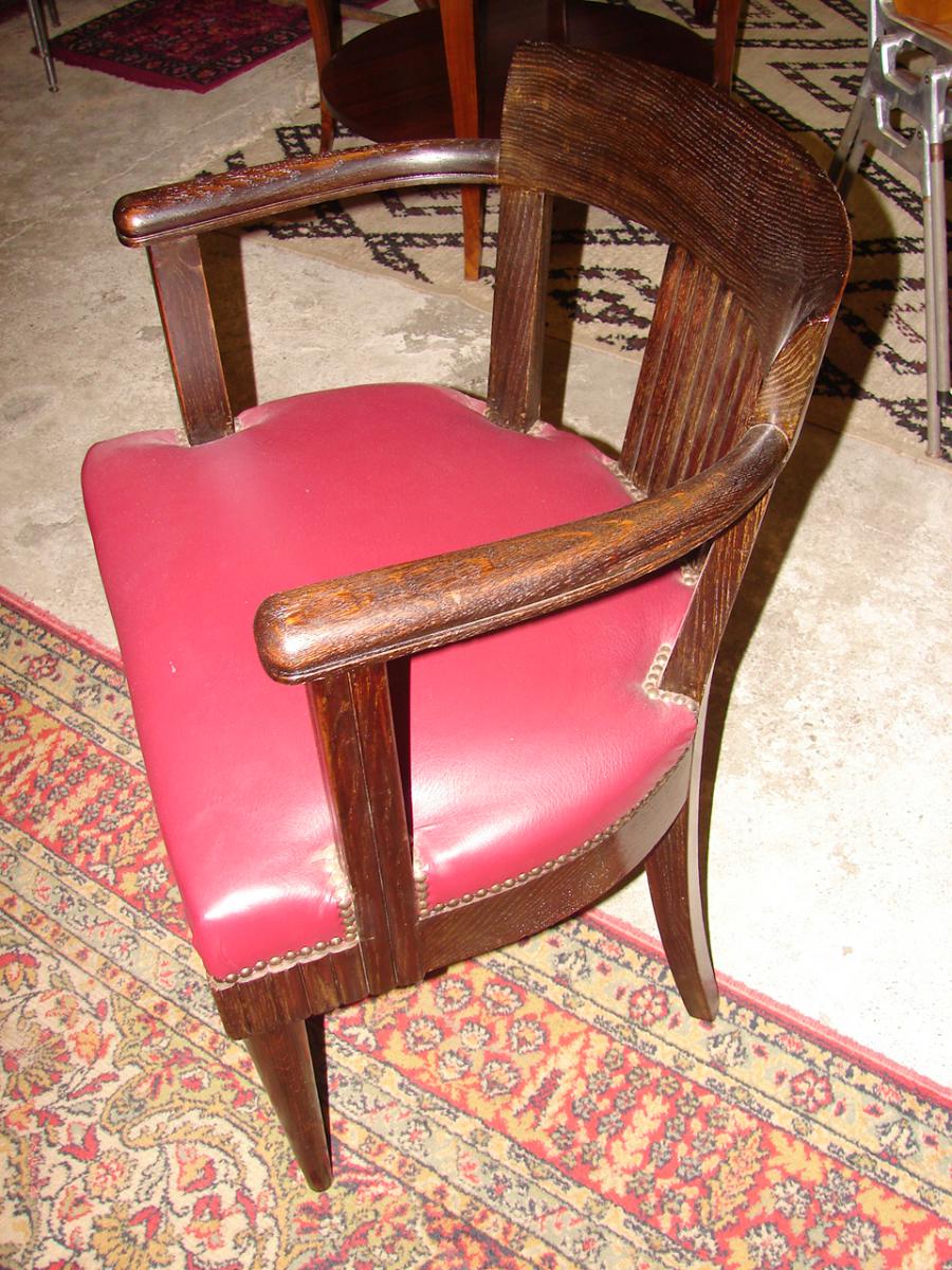 Office Chair Art Deco Oak Blackened From Hungary-photo-3