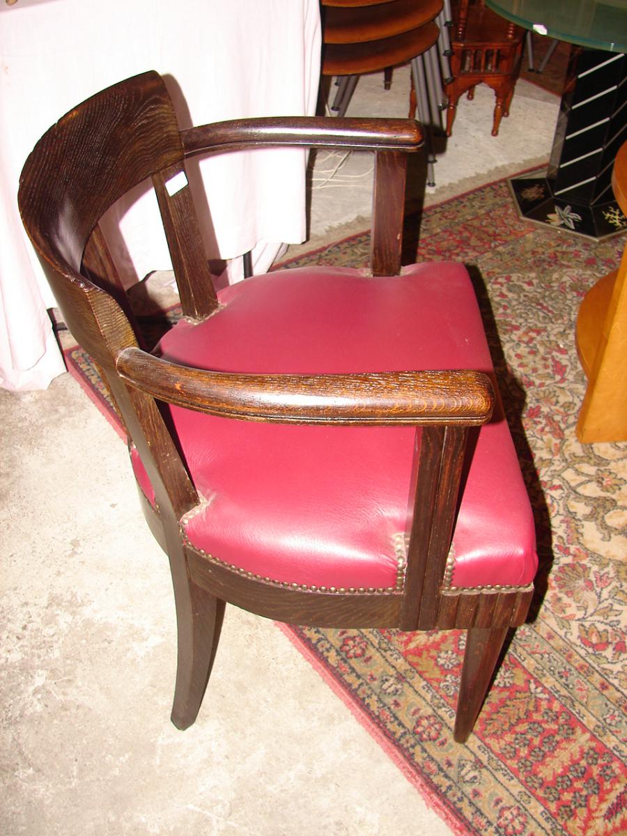 Office Chair Art Deco Oak Blackened From Hungary-photo-4