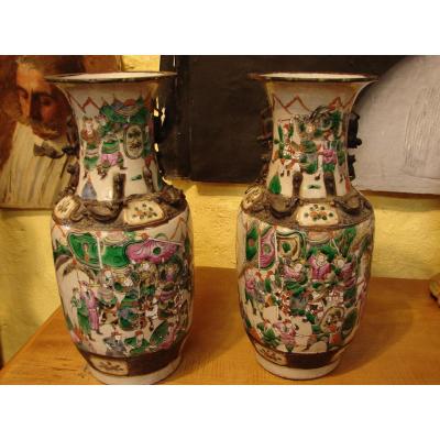 Nanjing Great Pair Of Vases China End 19th