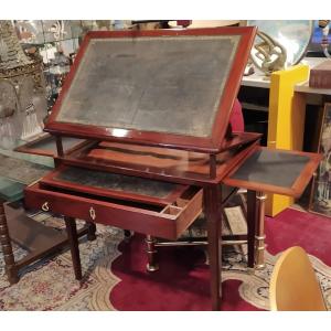 La Tronchin Table In Solid Mahogany, Lxvi Period, Zippers, Writing Desk