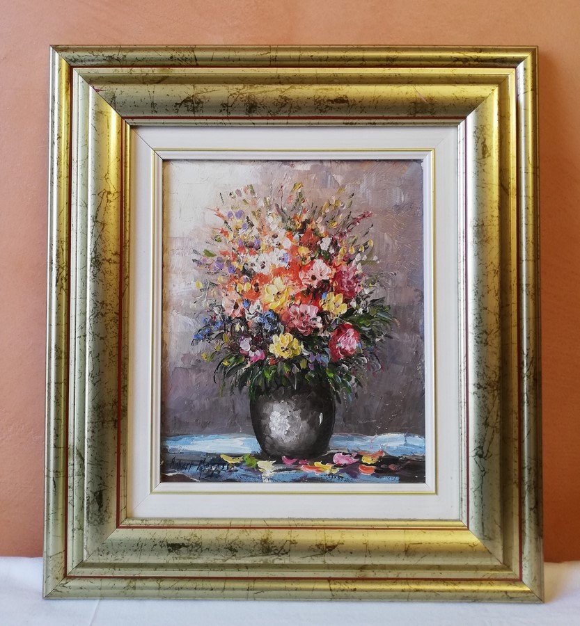 Vase de fleurs huile sur toile 