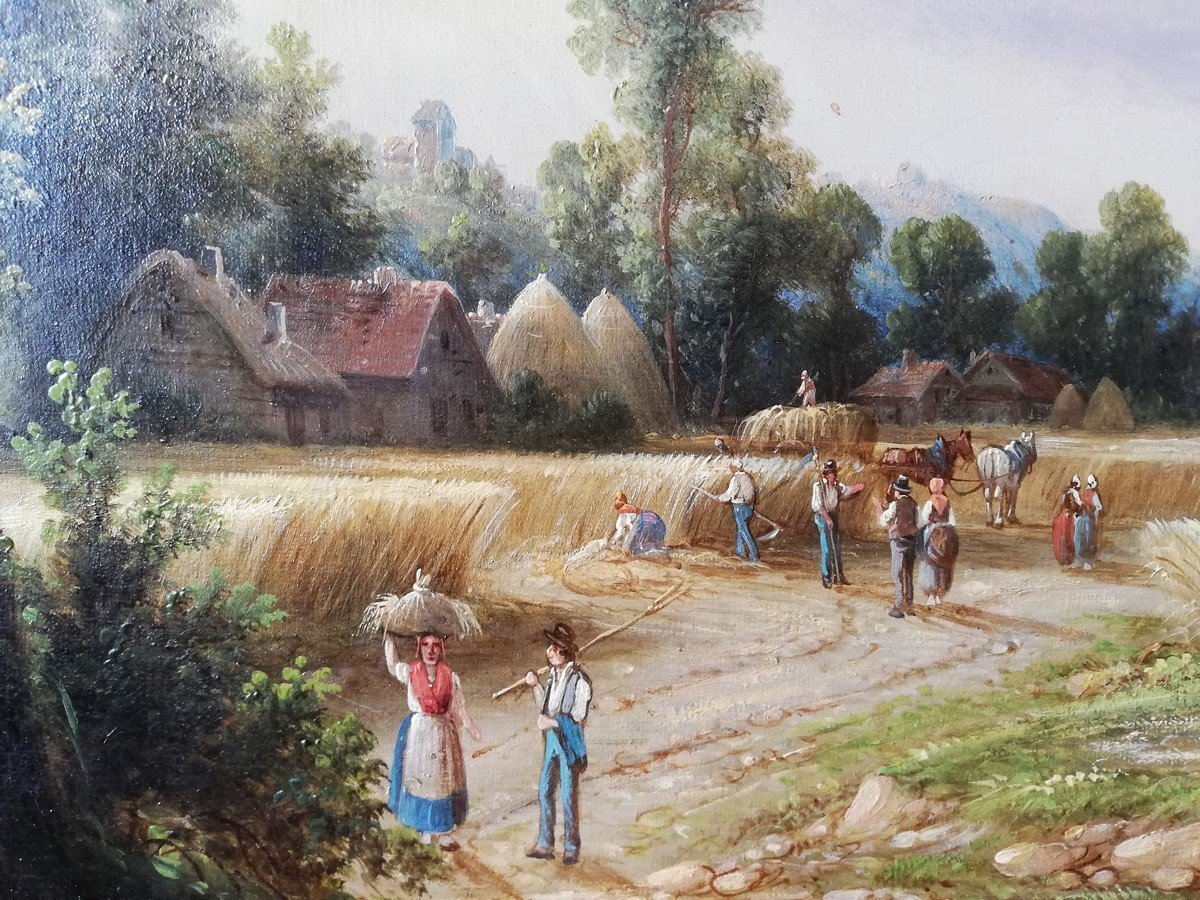 Huile sur toile encadrée de F.B. DESFONTAINES-photo-3