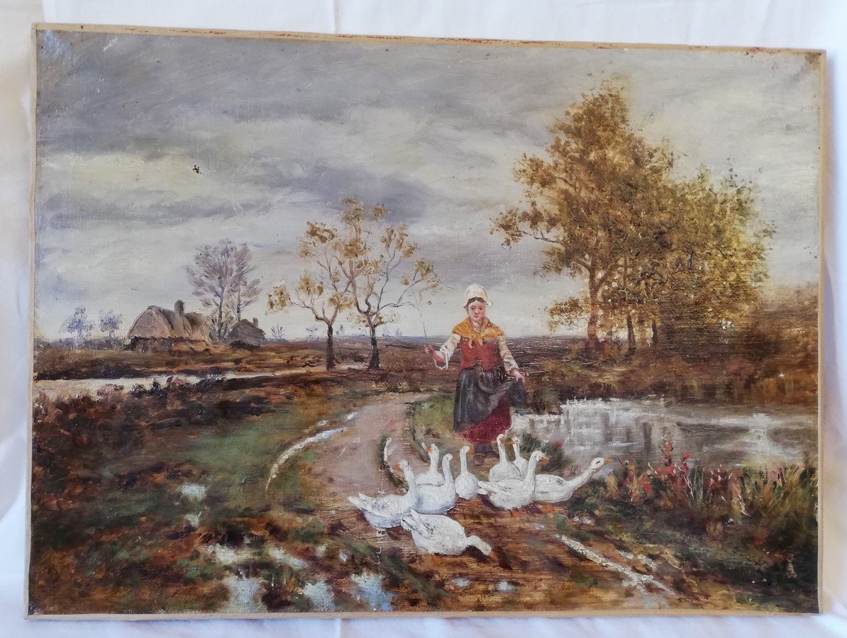 Oil On Canvas The Goose Girl