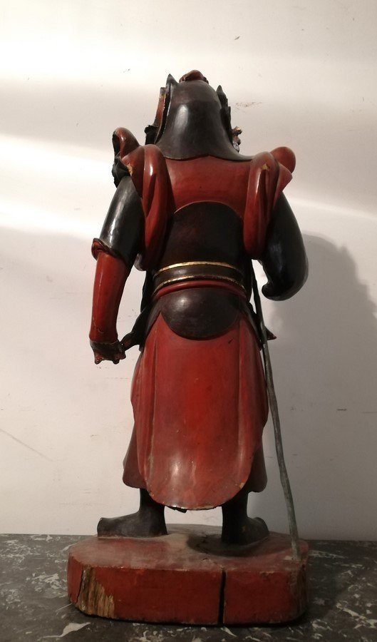 Chinese Character In Lacquered And Polychrome Wood-photo-3