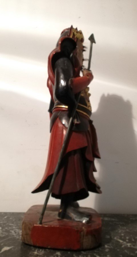 Chinese Character In Lacquered And Polychrome Wood-photo-4