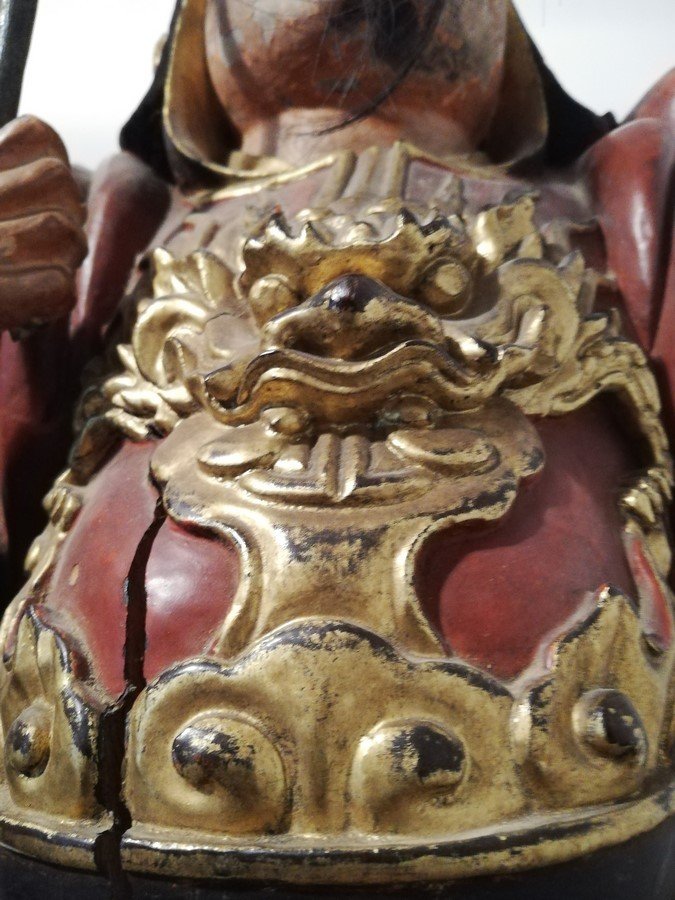 Chinese Character In Lacquered And Polychrome Wood-photo-1