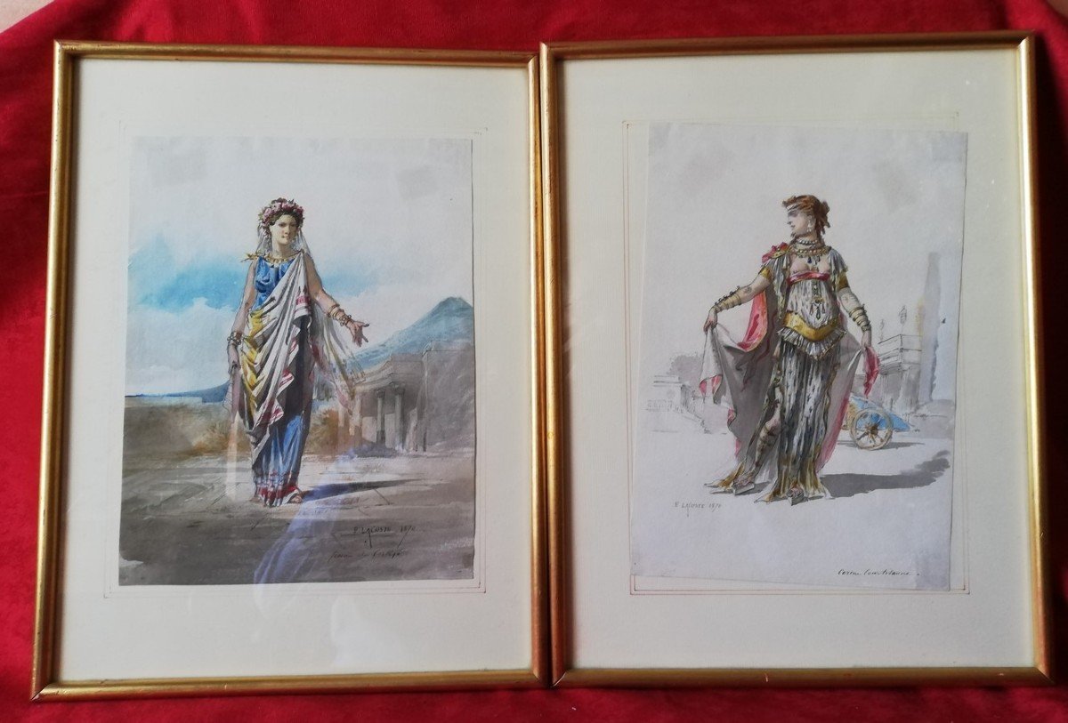 Deux aquarelles encadrées d'Eugène LACOSTE