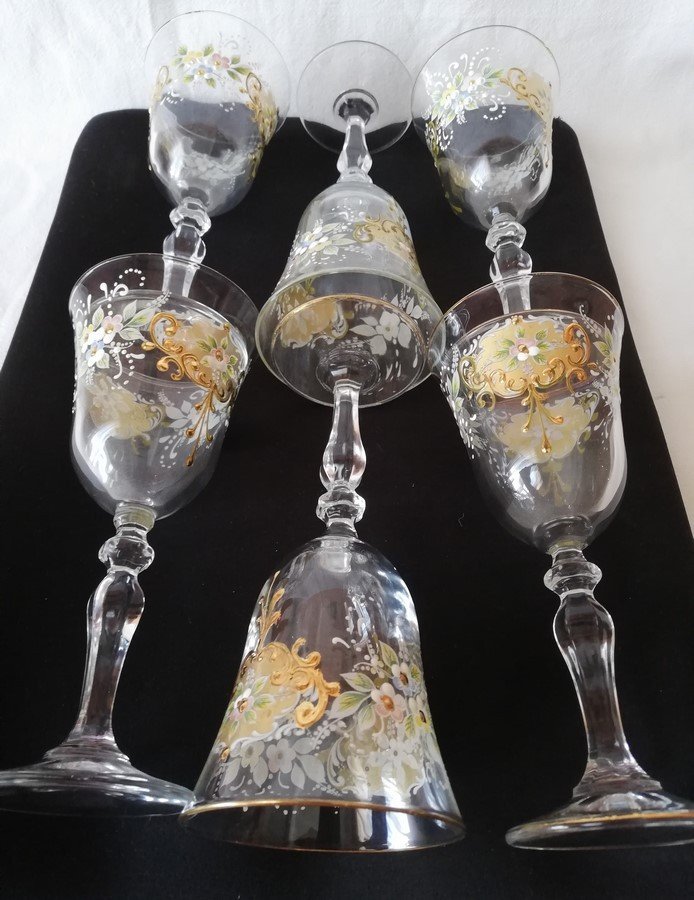Six verres à pieds Murano -photo-5
