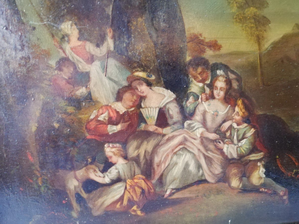 Huile sur panneau du 18ème siècle -photo-4