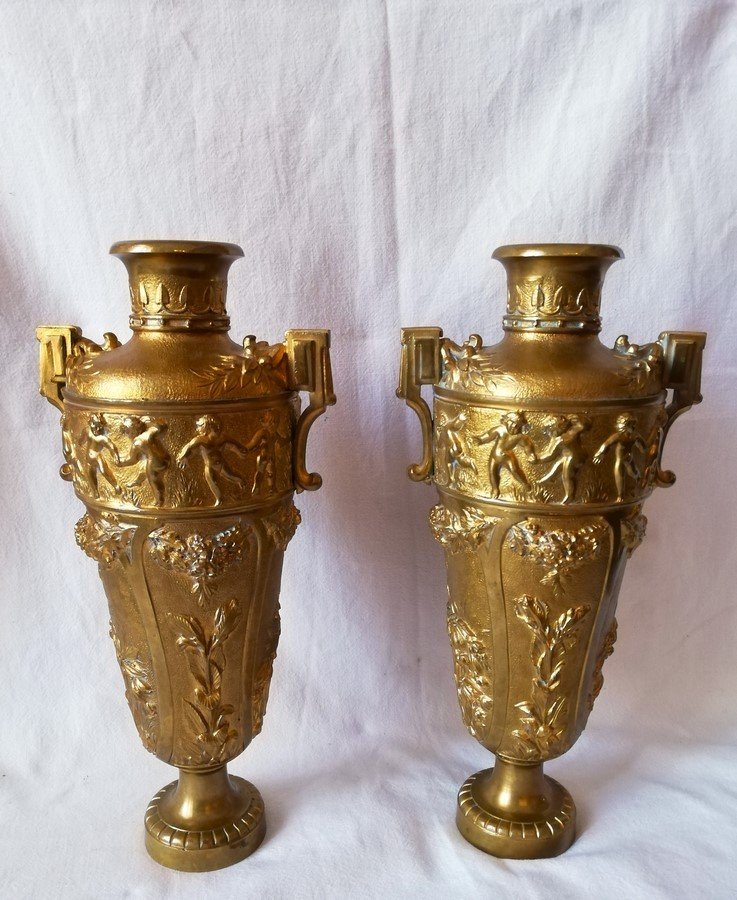 Pair Of Gilt Bronze Vases-photo-3