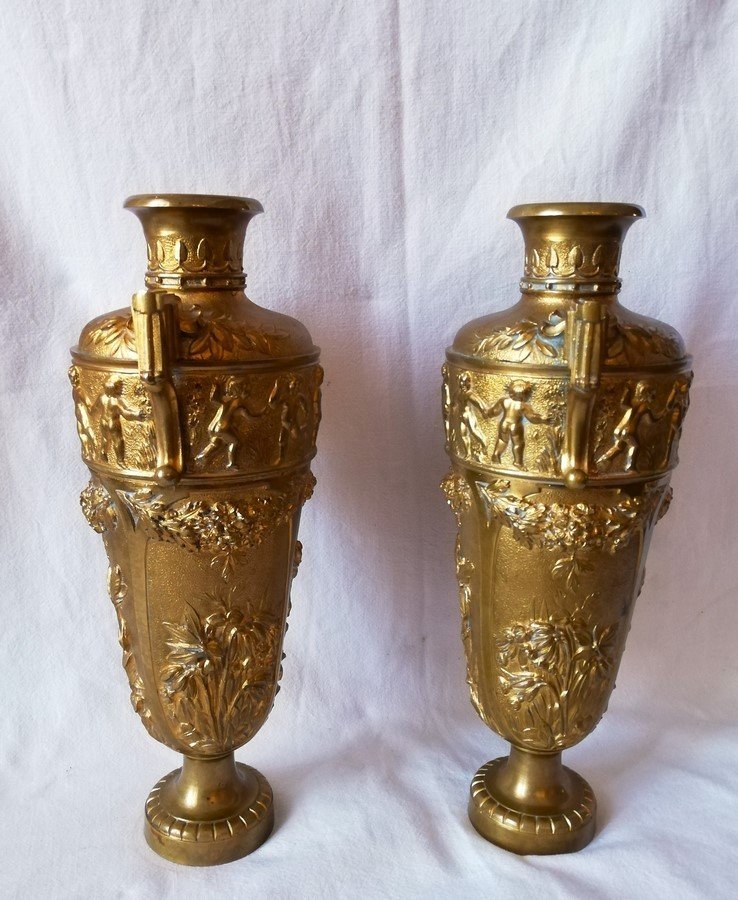 Pair Of Gilt Bronze Vases-photo-4