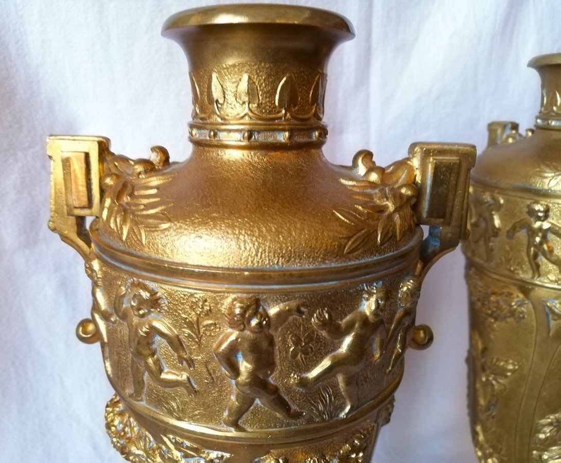 Pair Of Gilt Bronze Vases-photo-1