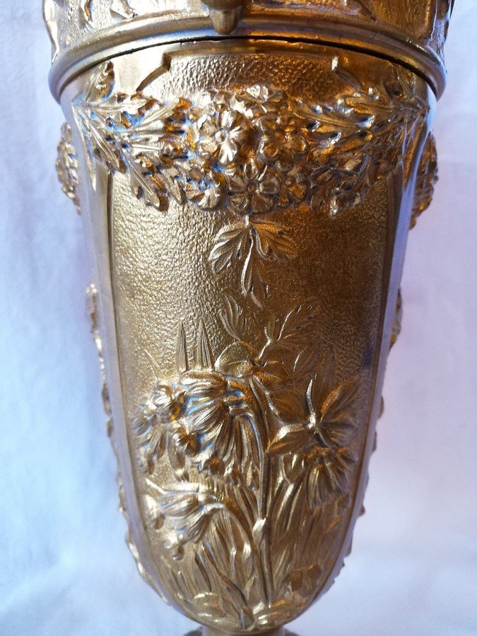 Pair Of Gilt Bronze Vases-photo-2