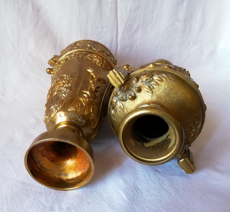 Pair Of Gilt Bronze Vases-photo-5