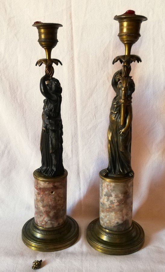 Pair Of Empire Period Candlesticks-photo-6