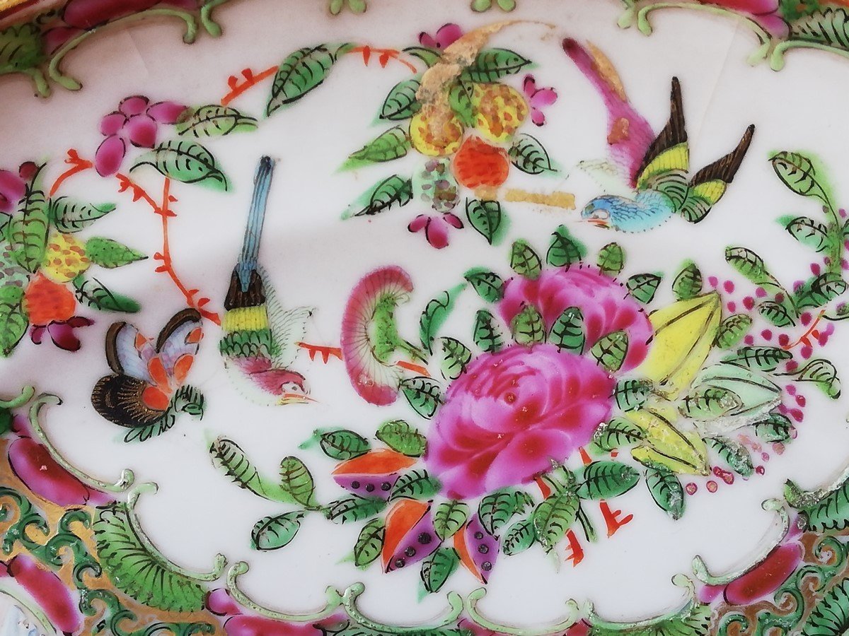 Assiette en porcelaine de Canton 19ème siècle-photo-1