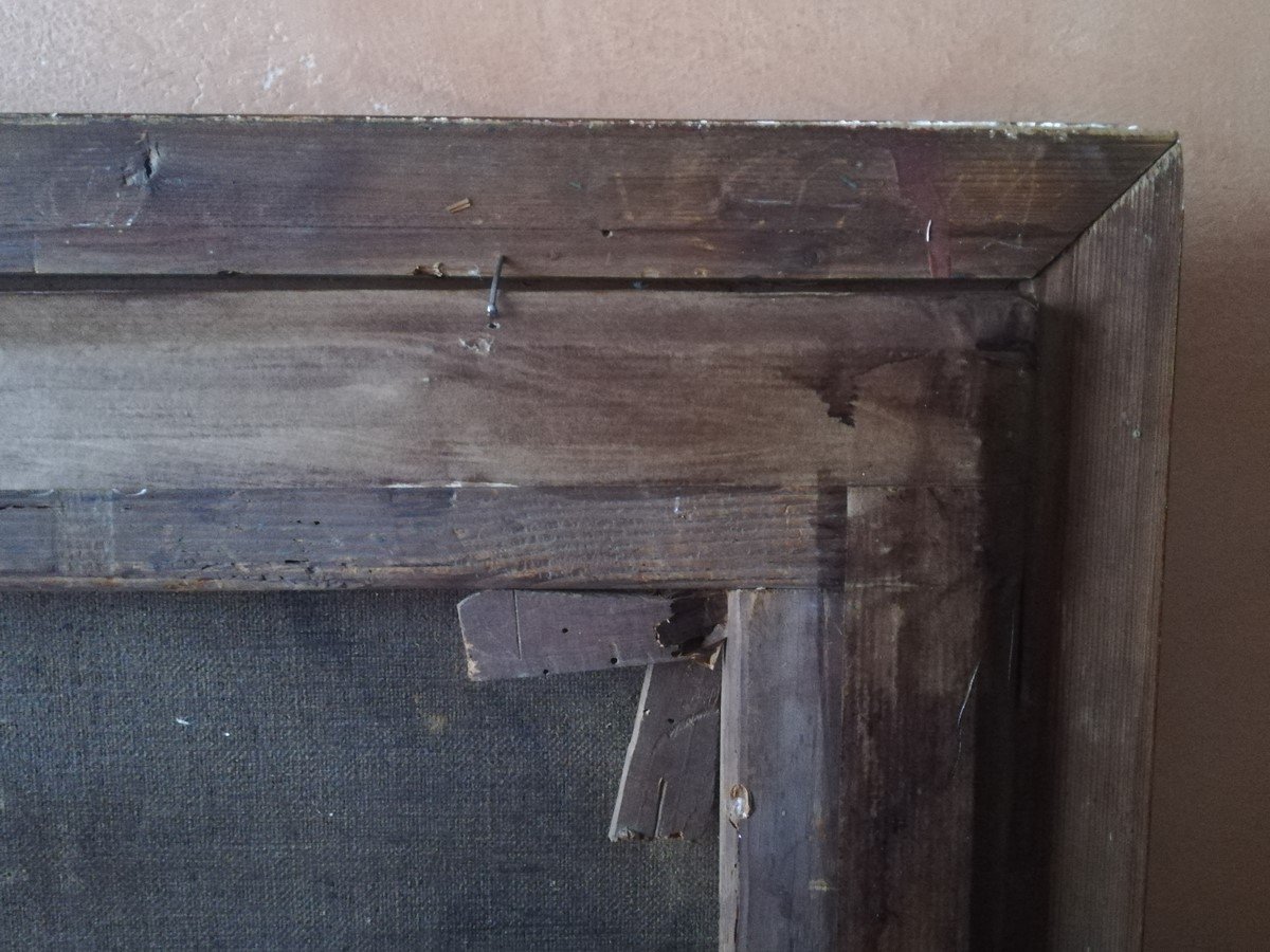 Huile sur toile encadrée du 17ème siècle -photo-6