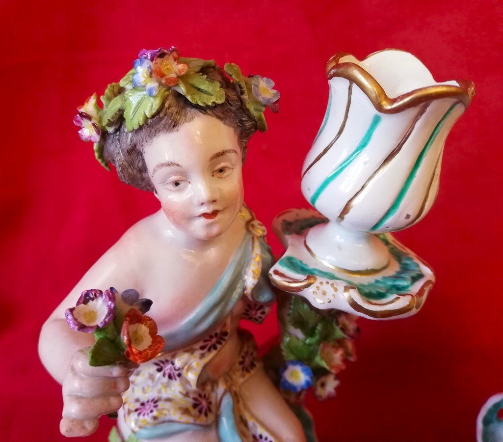 Pair Of Porcelain Candlesticks -photo-2