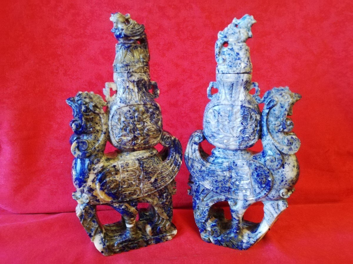 Pair Of Covered Vases From China -photo-1