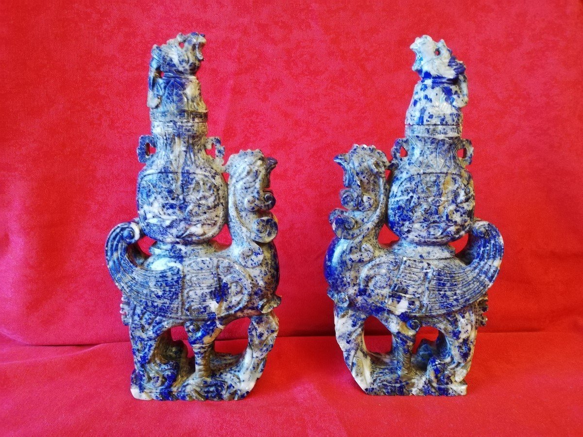 Pair Of Covered Vases From China 