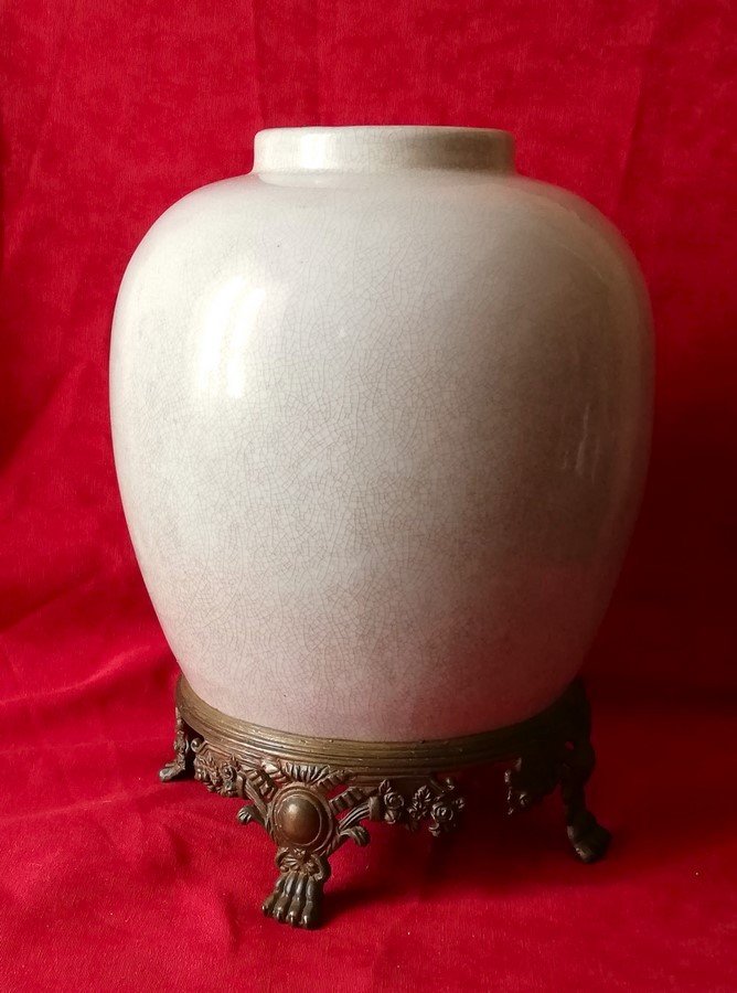 Celadon Vase Mounted In Bronze 