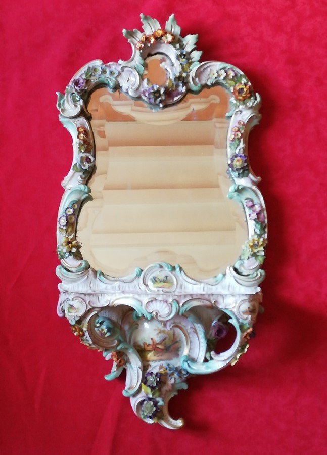 Miroir d'applique en porcelaine Allemande