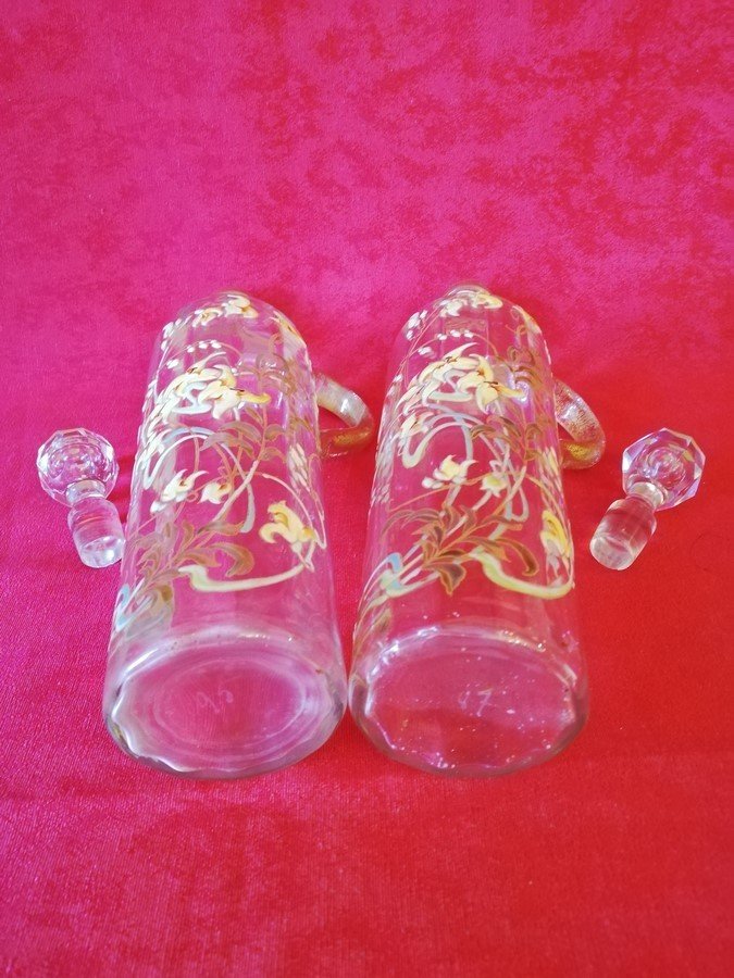 Pair Of Large Enameled Carafes   -photo-3
