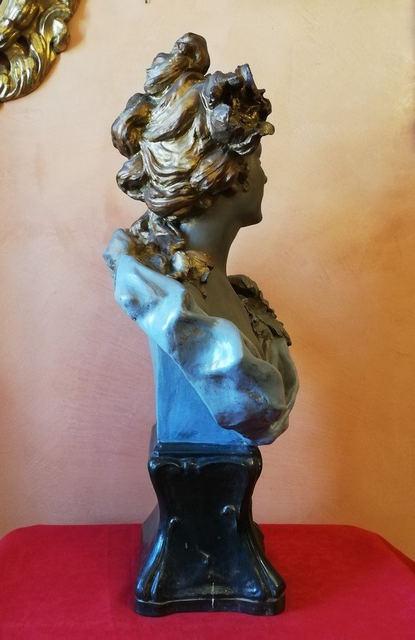 Spectacular Art Nouveau Ceramic Bust -photo-1