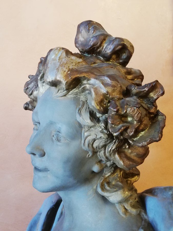 Spectacular Art Nouveau Ceramic Bust -photo-5