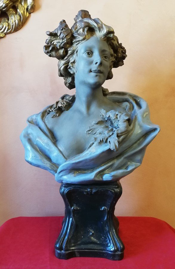 Spectacular Art Nouveau Ceramic Bust 