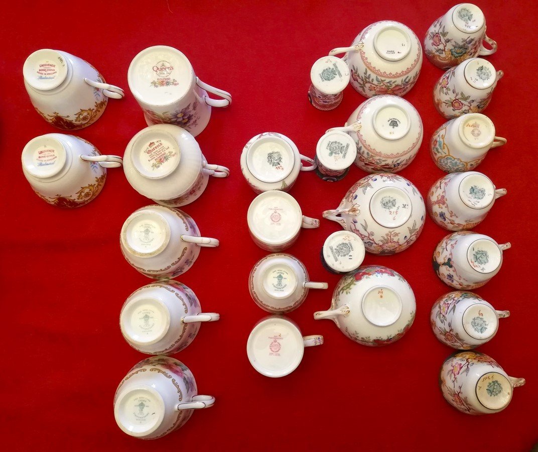 Tasses, Sous Tasses, Minton, Sarreguemines, Balmoral, Stafford, Queen's     -photo-2