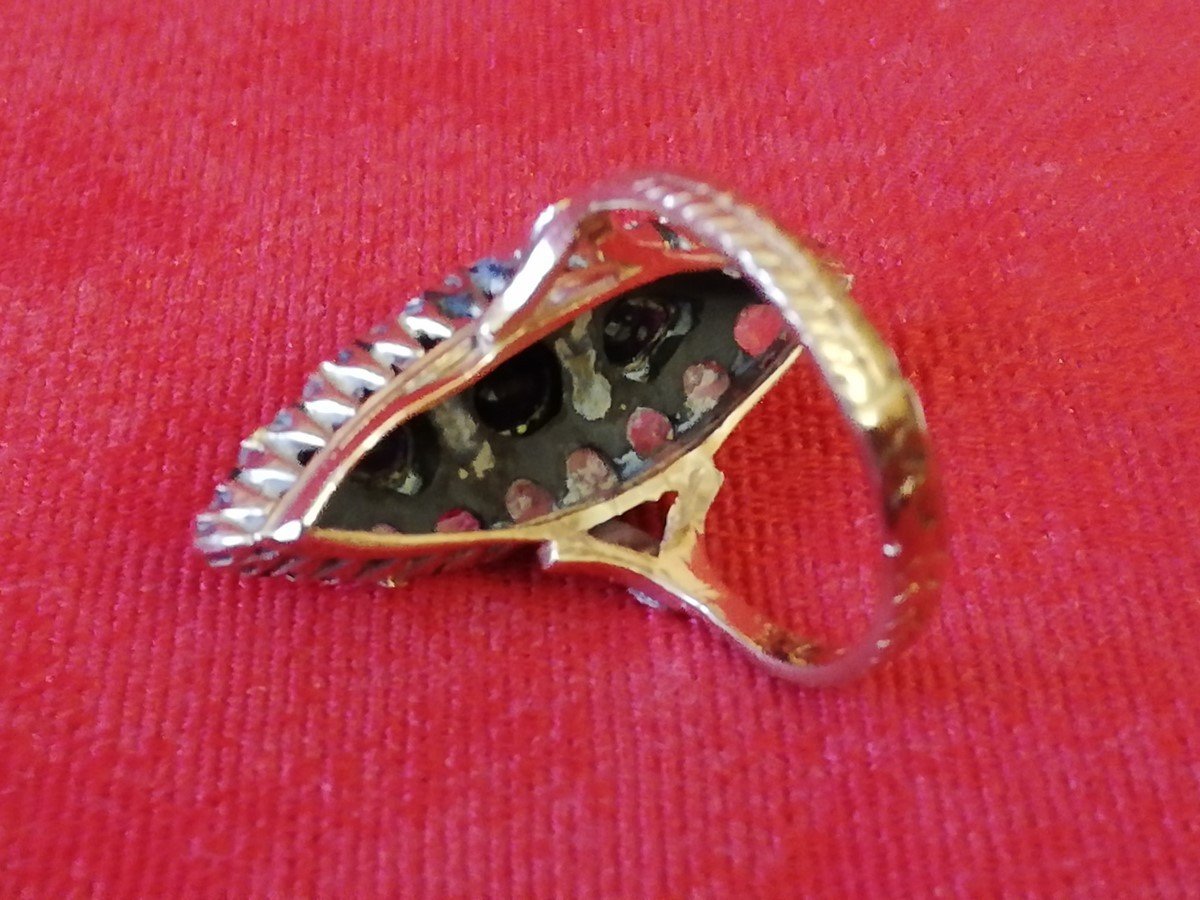 Bague navette or et argent -photo-3