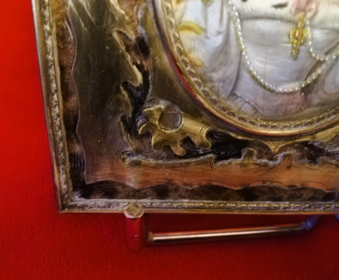 Suite de trois miniatures sur ivoire encadrées-photo-4
