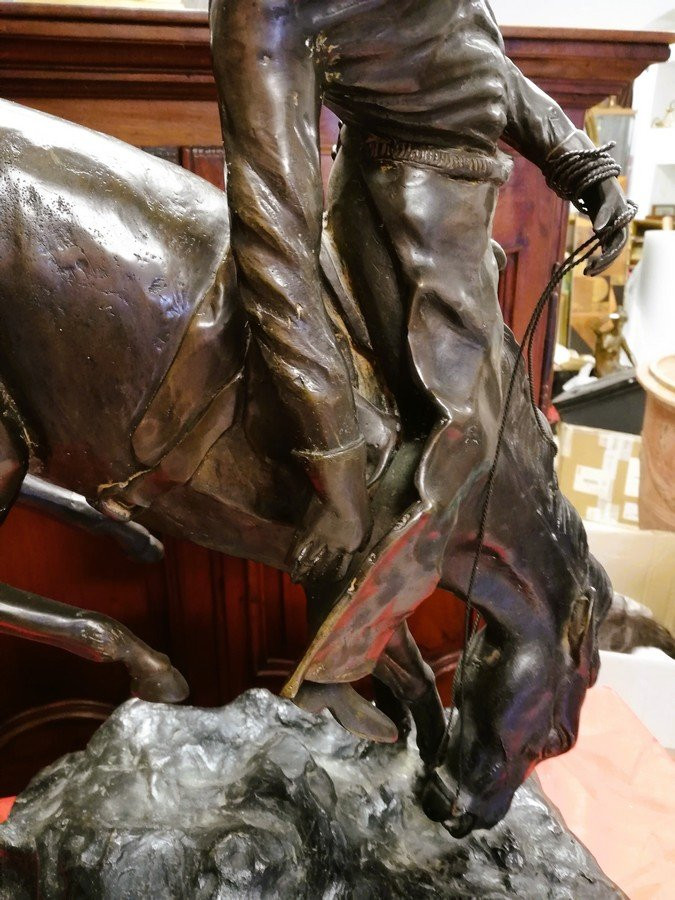 Sculpture en bronze "Rodéo"-photo-2