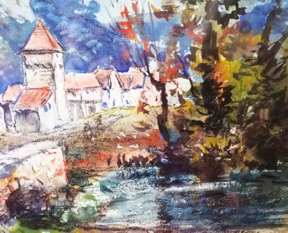 Aquarelle encadrée d'Emile NOIROT -photo-4
