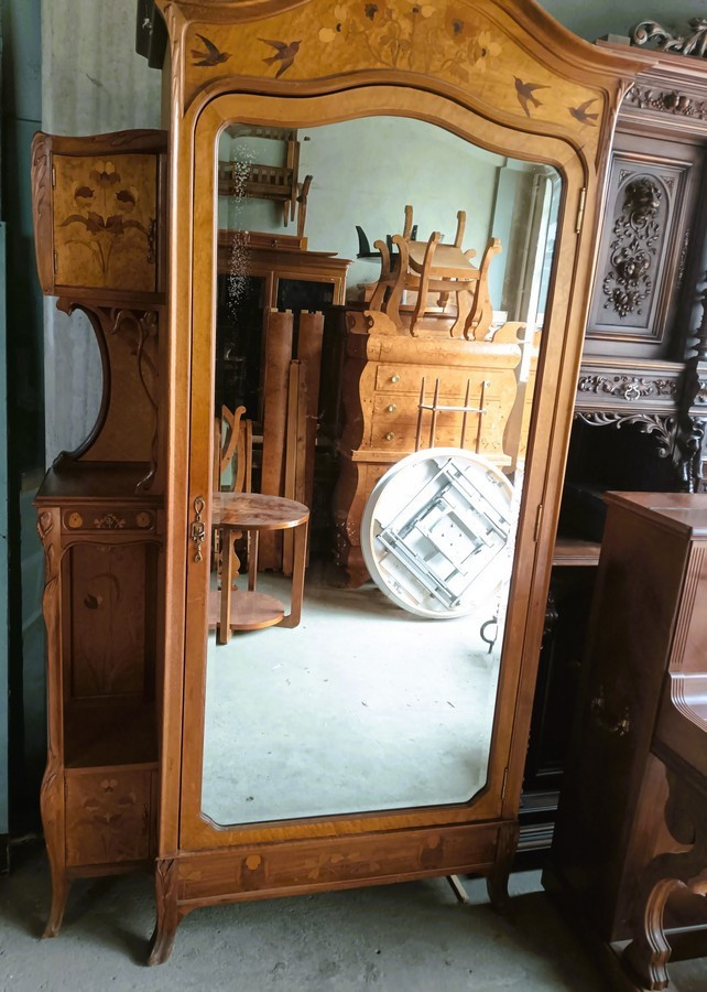 Art Nouveau Marquetry Cabinet 