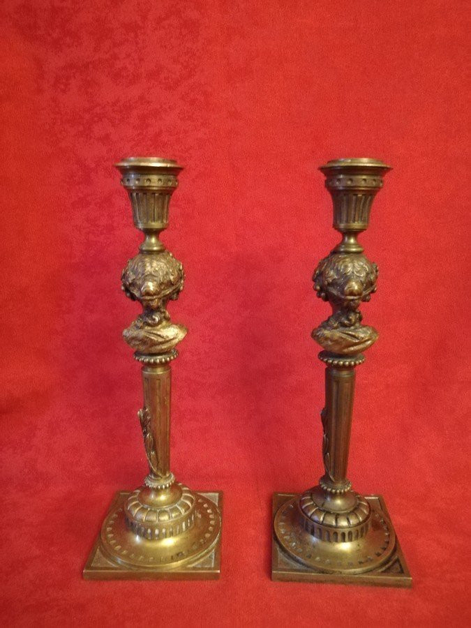 Pair Of Directoire Candlesticks  -photo-2