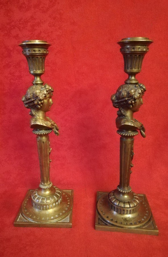 Pair Of Directoire Candlesticks  -photo-3