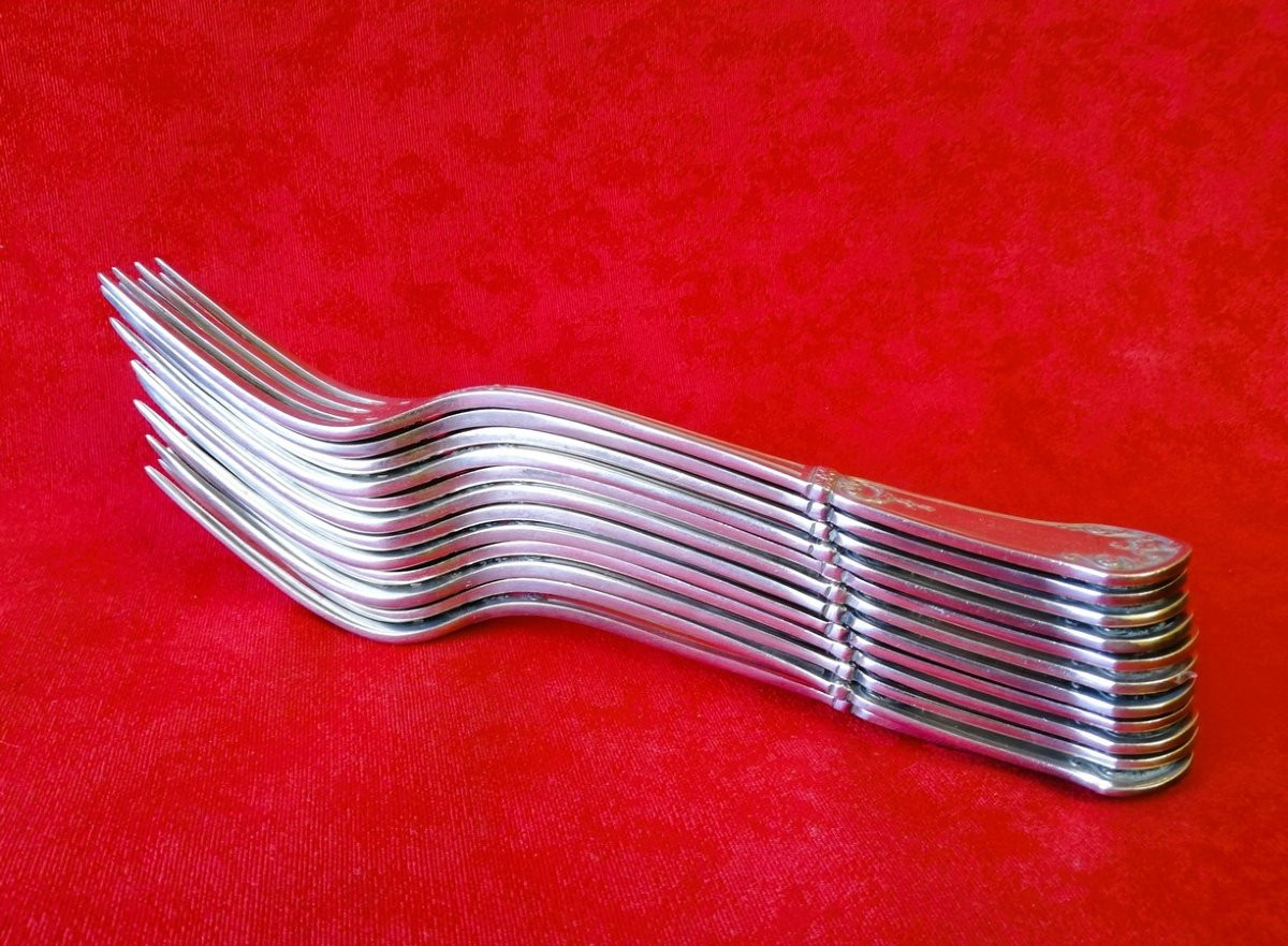 Douze fourchettes en métal argenté -photo-7