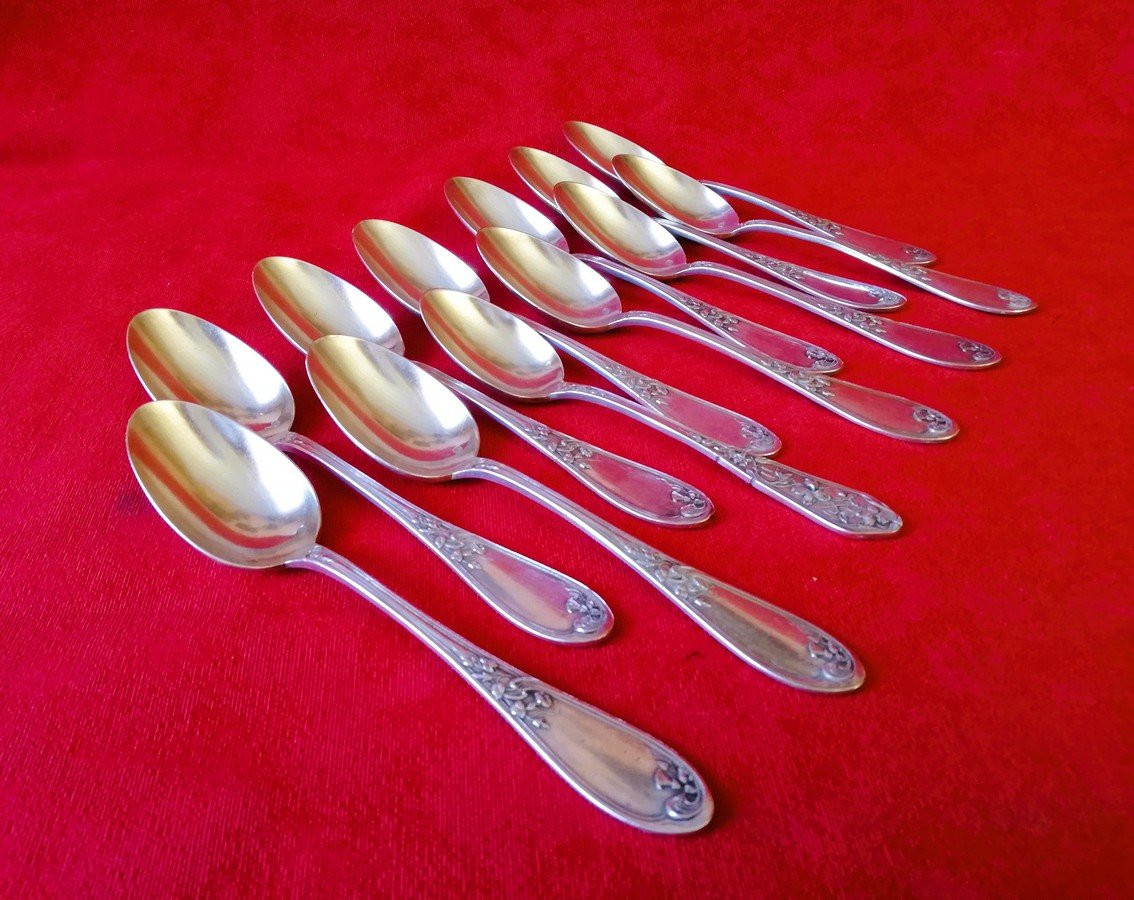 Twelve Small Silver-plated Spoons-photo-3