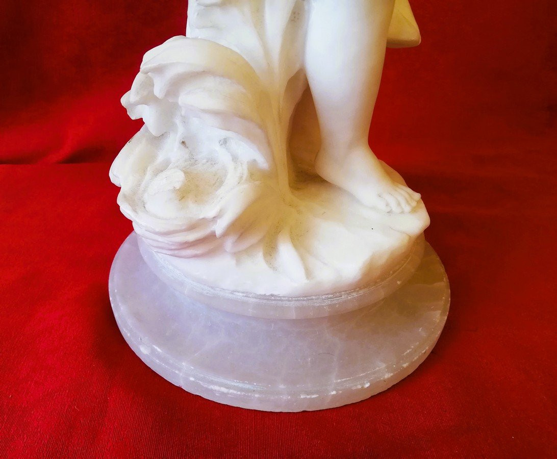 Statue deux enfants marbre et albâtre -photo-4