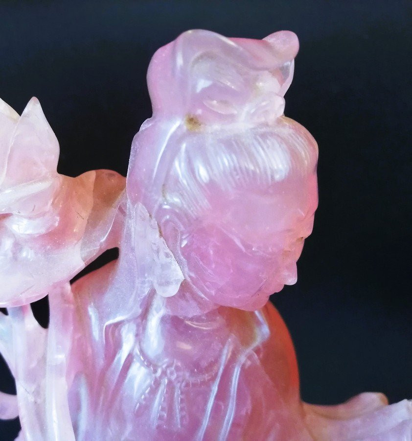 Statue Chine quartz rose-photo-2