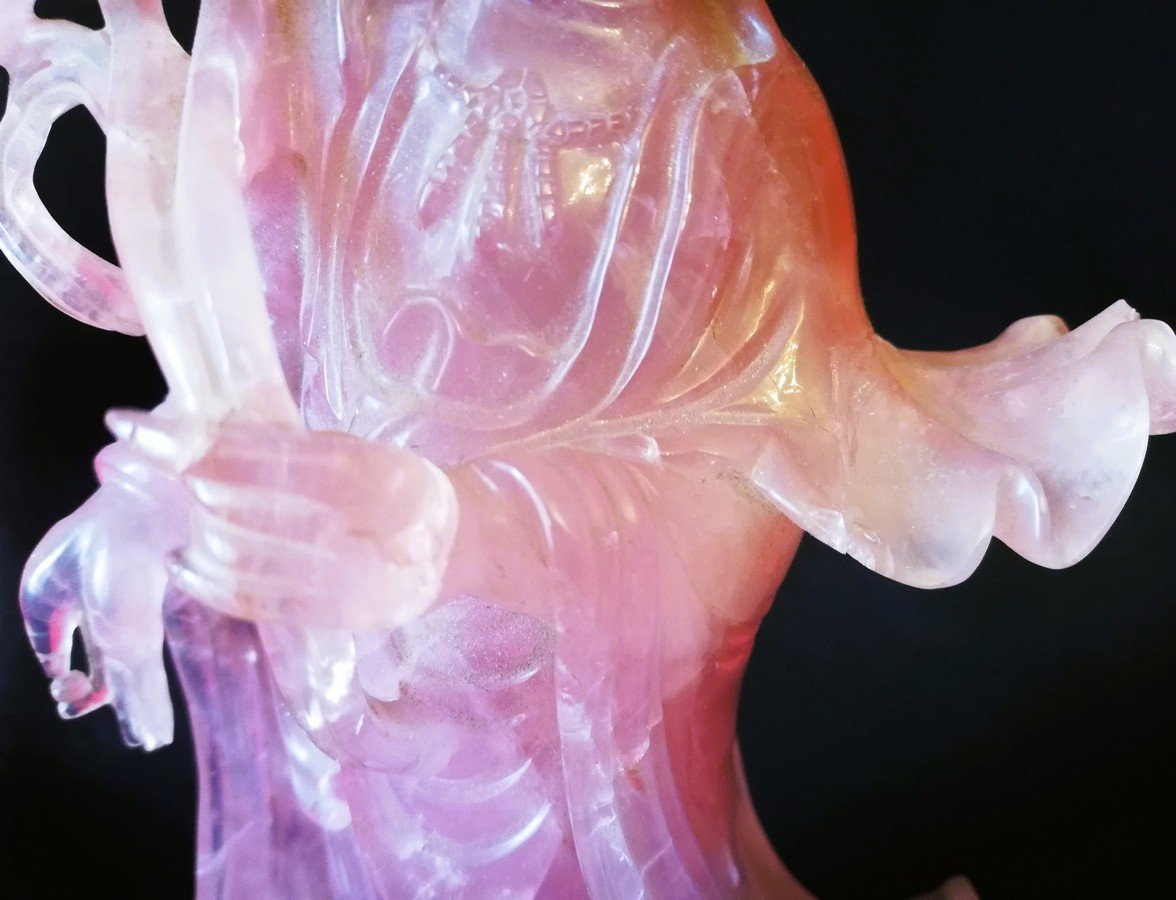 Statue Chine quartz rose-photo-3