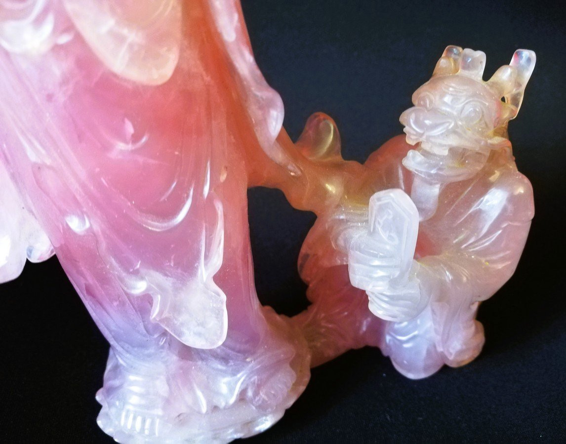 Statue Chine quartz rose-photo-4